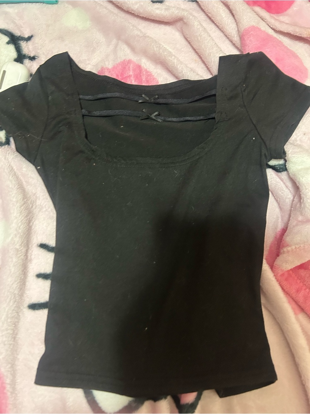 Black Women's Scoop Neck Short Sleeve Top